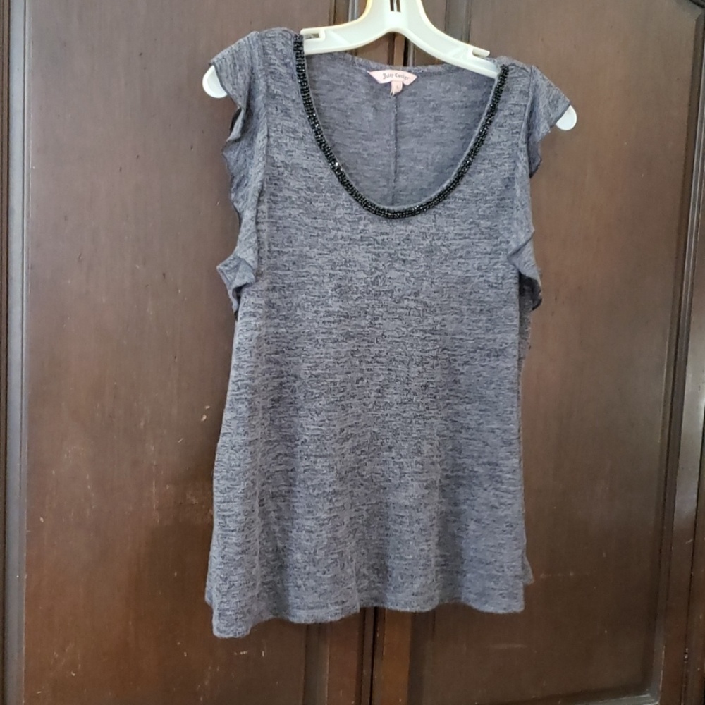 Juicy Couture Beaded Gray Shirt